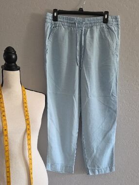 GAP Women's Light Blue Elastic Waist Drawstring Ankle Or Cropped Pants Size Med